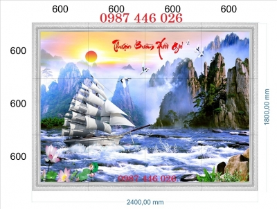 Tranh gạch men thuyền buồm 3d HP9743