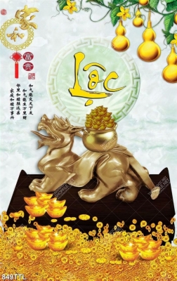 Tranh gạch 3d tranh kỳ lân - DVC654