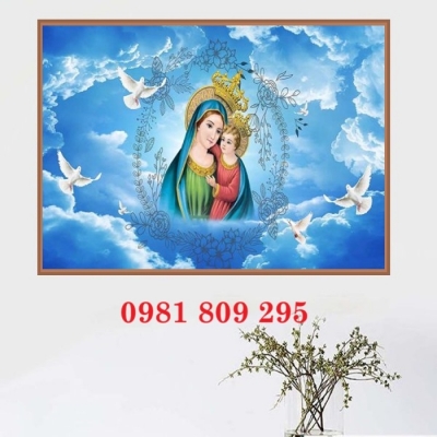 Tranh 3d  đức mẹ maria , gạch tranh