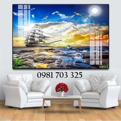 Tranh gạch 3D thuyền buồm phong thủy