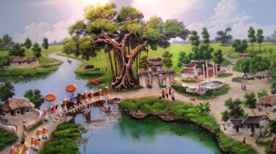 Tranh gạch 3d vinh quy bái tổ - JHGF34