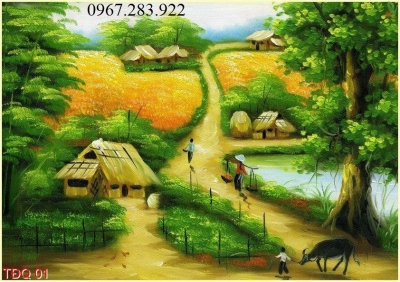 Tranh 3D thiên nhiên đồng quê Việt Nam xưa