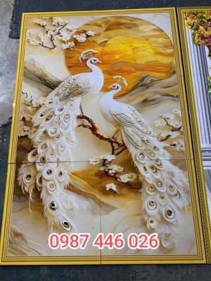 Gạch tranh 3d, tranh ốp tường phòng khách đẹp HP872