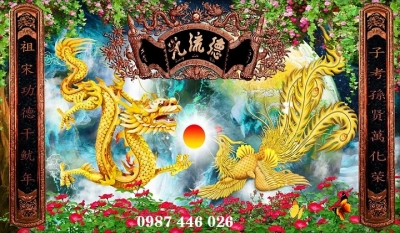 Tranh gạch men phòng thờ, tranh ốp tường 3d đẹp HP9344