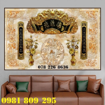 Gạch 3d trang trí phòng thờ câu đối