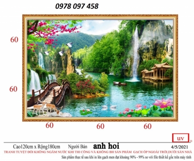 Tranh gạch men 3D ốp phòng khách.