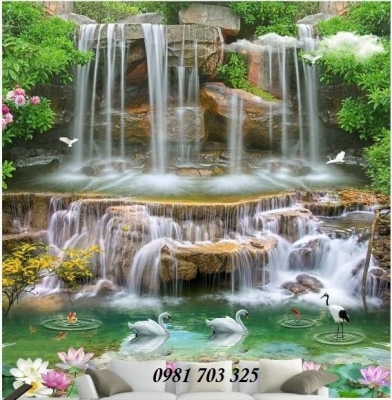Tranh thác nước- tranh gạch 3D phong cảnh