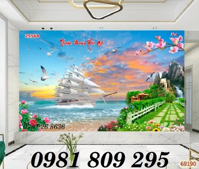 Gạch tranh 3d - thuyền , tranh thuận buồm