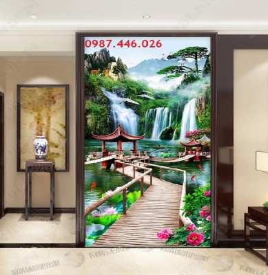 Gạch 3d tranh thác nước đẹp HP0822
