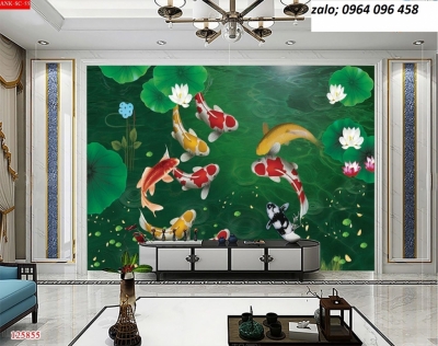 Tranh cá chép - tranh gạch 3d cá chép - 745XM