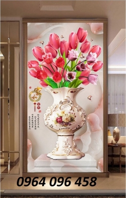 Tranh gạch 3d bình hoa gạch tranh 3d 123AM