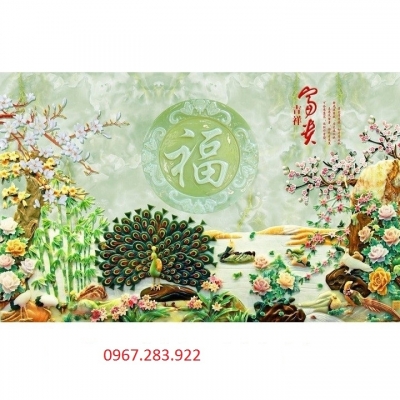 Tranh 3D- Tranh gạch chim công