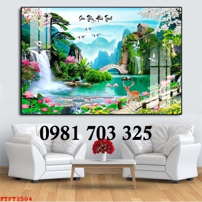 Gạch tranh 3D phong cảnh sơn thủy hữu tình