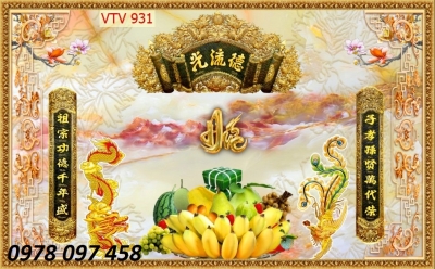 Phòng thờ gia tiên - gạch tranh 3D