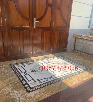Gạch hoa văn khắc vàng lát hiên 1600x2400mm