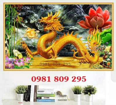 Gạch 3d rồng vàng - tranh gạch men ốp tường HP854