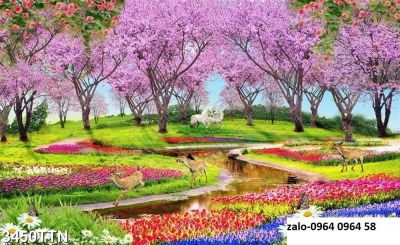 Tranh gạch cây hoa đào 3d - 0433CVV