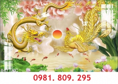 Tranh ốp tường 3d , gạch tranh rồng vàng mới