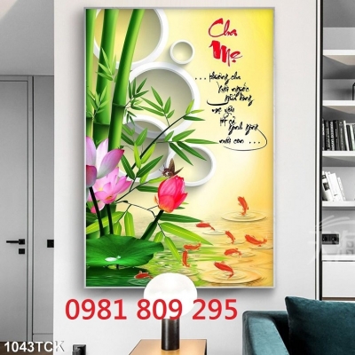 Tranh gạch 3d - gạch tranh hoa sen ốp tường Hp877