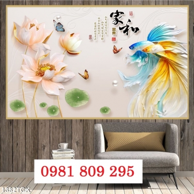 Tranh gạch hoa sen sứ ngọc