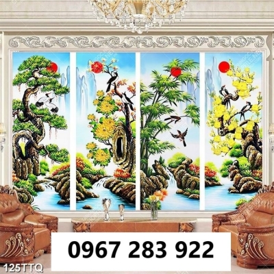 Gạch tranh đẹp trang trí tứ quý
