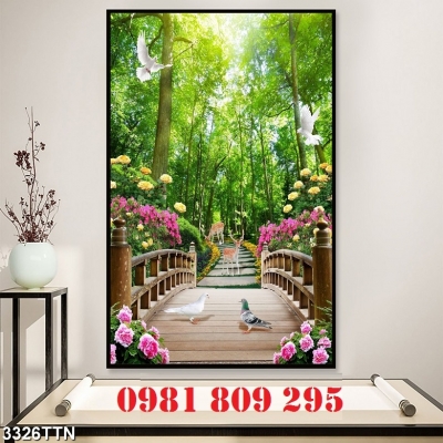 Gạch tranh khổ đứng 3d - tranh gạch men