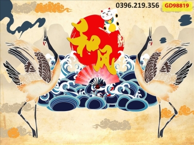 Tranh gạch hình tùng hạc 3D