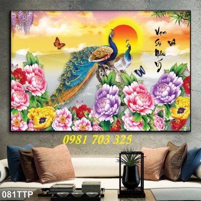 Tranh chim công 3D- gạch tranh phong thủy