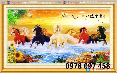 Gạch tranh họa tiết 8 chú ngựa