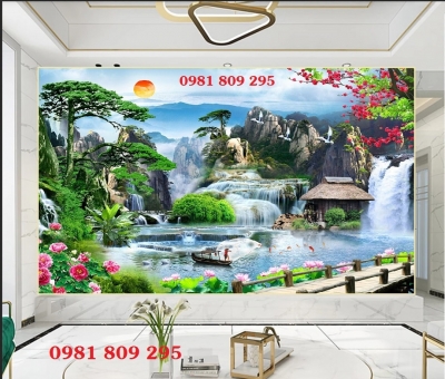 Tranh gạch men 3d thác nước Hn6326