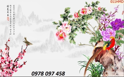 Tranh họa tiết hoa mẫu đơn