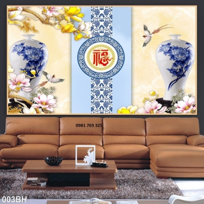 Tranh gạch 3D bình hoa