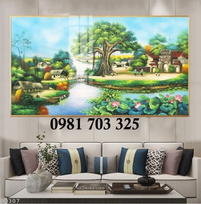 Tranh gạch phong cảnh đồng quê dán tường