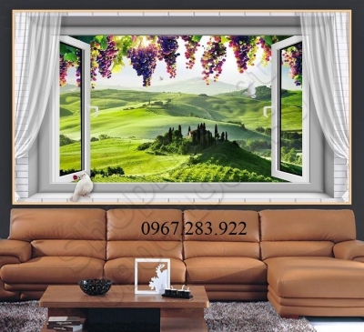 Tranh gạch trang trí- Tranh cửa sổ phong cảnh 3D