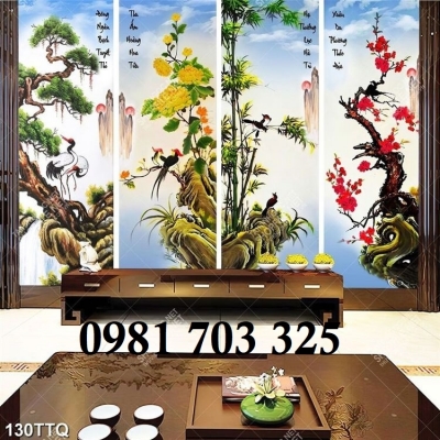 Tranh gạch 3D phong thủy tứ quý