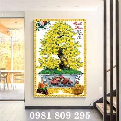 Tranh ốp tường 3d hoa mai , gạch tranh