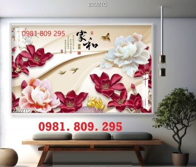 Tranh 3d , gạch trang trí , gạch ốp tường hoa mẫu đơn