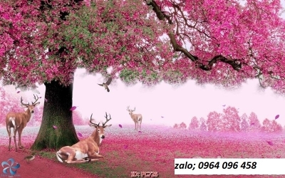 Tranh cây hoa đào - tranh gạch 3d ốp tường - 234XP