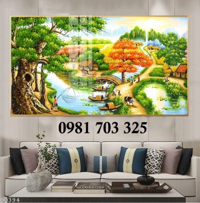 Tranh gạch phong cảnh đồng quê dán tường