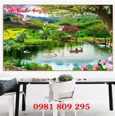 Tranh ốp tường , gạch tranh ruộng bậc thang đẹp