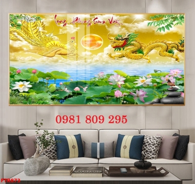 Tranh gạch 3d rồng vàng ốp tường HDN888