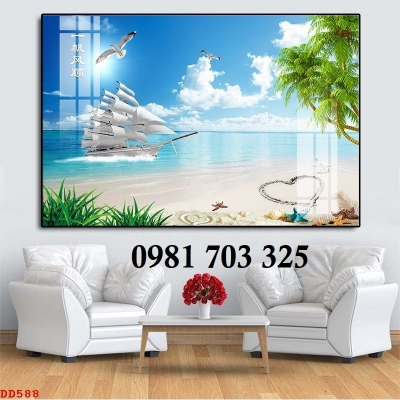 Gạch tranh phong cảnh biển trang trí tường