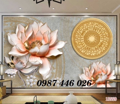 Gạch tranh hoa sen 3d HP87272