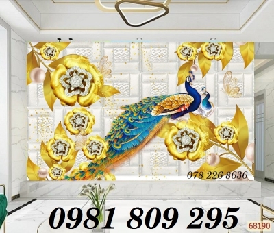 Gạch tranh con công trang trí 3d