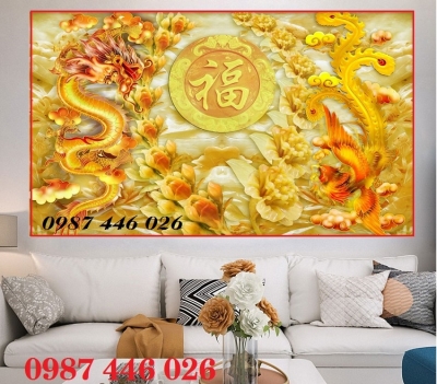 Tranh gạch rồng phương vàng HP9733