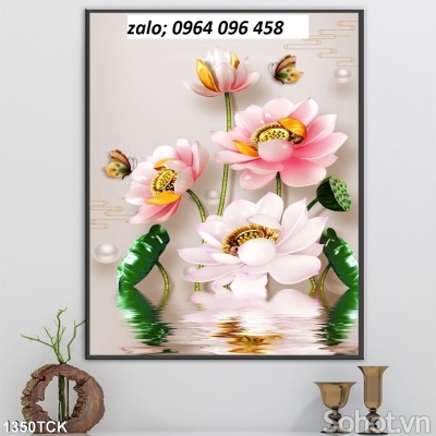 Tranh gạch men 3d dán tường hoa sen - CBVC3