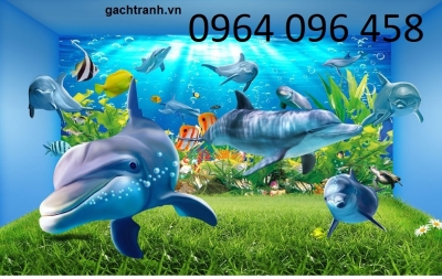 Tranh gạch 3d cá heo 543SM