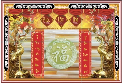 Gạch tranh 3d ốp tường phòng thờ - 245XCC