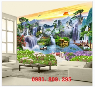 Tranh 3d ốp tường phong cảnh mặt trời HN999