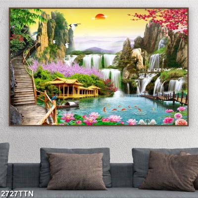 Tranh sơn thủy hữu tình- tranh gạch men 3D phong cảnh